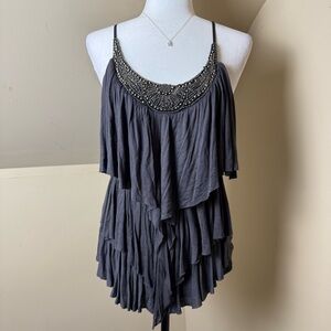 Streetwear Society Charcoal Tank Top Y2K‎ Going Out Embellished Size Medium